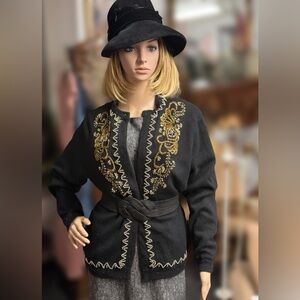 Vintage Beaded Sweater Volup Size from 2000s Wool Blend